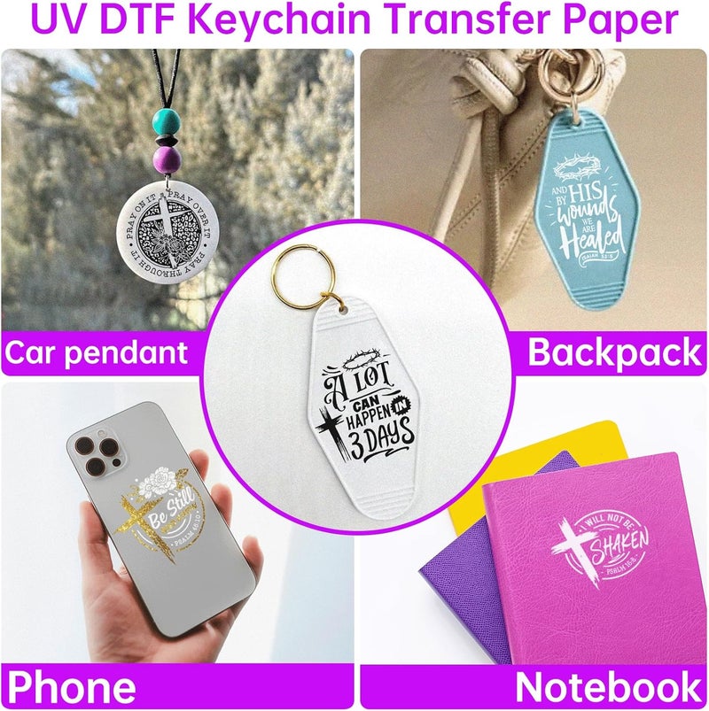 CHNVICK 48PCS UV DTF Keychain Transfer, Christian Quotes UV DTF wrap with Bright Colors and Beautiful Design for Keychain, Laptop, Greeting Card Decoration - Image 5